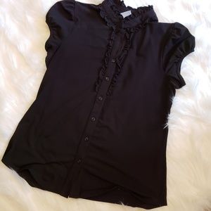 Black short capped sleeve blouse